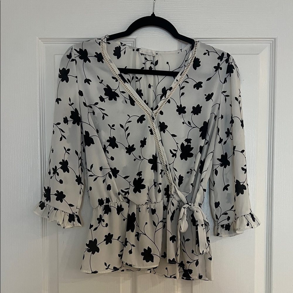 Sienna Sky Black and White Floral Blouse